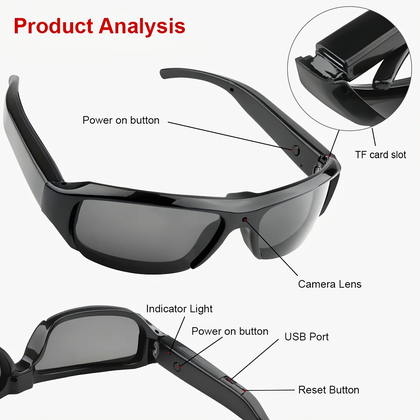 Smart Camera Glasses 1080p – Outdoor Edition