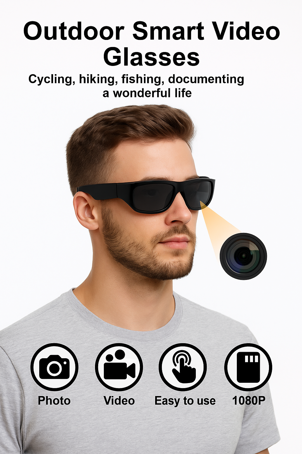 Smart Camera Glasses 1080p – Outdoor Edition